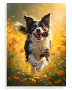 Joyful Border Collie in Blooming Field