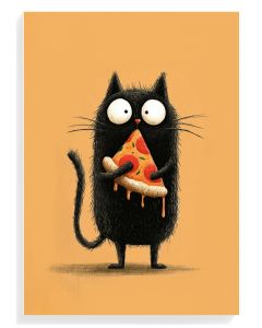 Playful Cat With Pizza