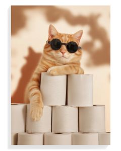 Cool Cat On Toilet Paper