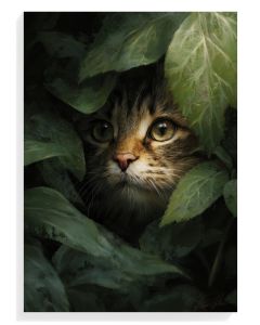 Mystical Cat Among Leaves