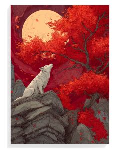 Howling Wolf in Autumn Moonlight