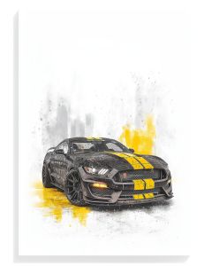 Sleek Black Mustang Art