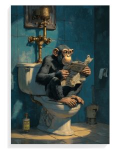 Chimpanzee Reading Newspaper