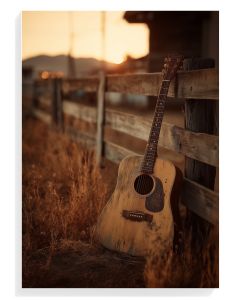 Rustic Guitar Sunset