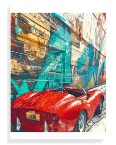 Retro Red Convertible Graffiti
