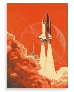 Rocket Launch Retro Art