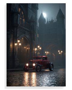 Vintage Red Car Nightscape