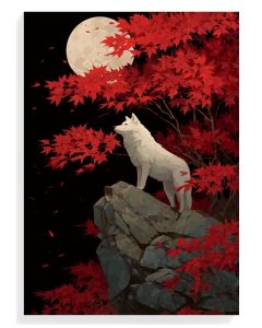 White Wolf in Autumn Moonlight