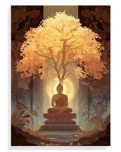 Serene Buddha with Golden Tree