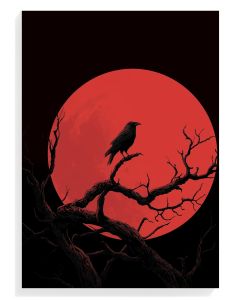 Raven Silhouette Against Blood Moon