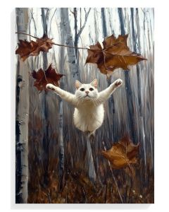 Whimsical Cat in Autumn Forest