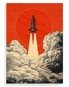 Rocket Launch Retro Art