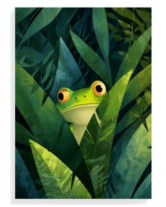Whimsical Green Frog Art