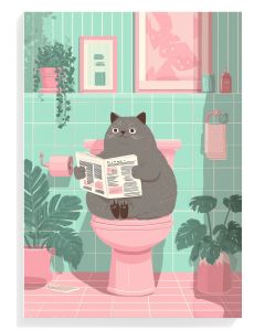 Charming Cat Bathroom Art