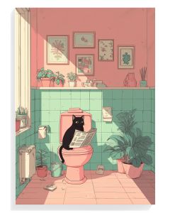Whimsical Cat Bathroom Art