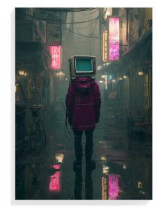 Cyberpunk Figure in Neon Alley