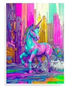 Vibrant Unicorn in Urban Landscape
