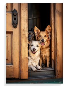 Playful Pups at the Door