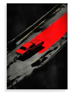 Red Car on Dark Road