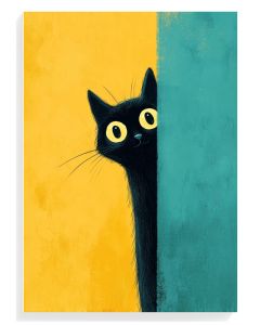 Curious Black Cat Illustration