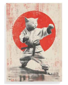 Karate Cat Vintage Print