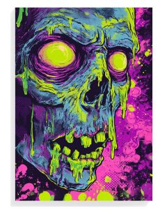 Neon Zombie Skull Art