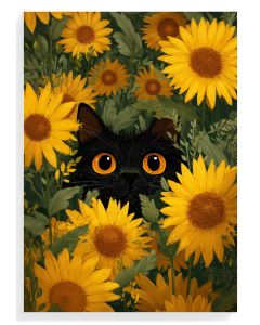 Black Cat Among Sunflowers