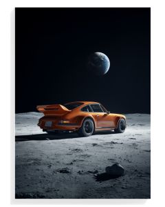 Orange Porsche on Moon