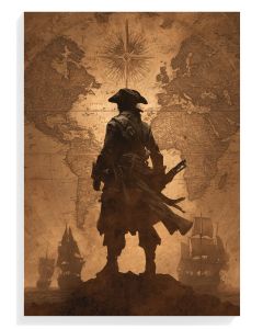 Pirate Silhouette Map Art