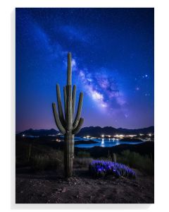Cactus Under Starry Sky