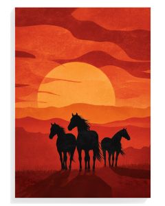 Silhouetted Horses at Sunset