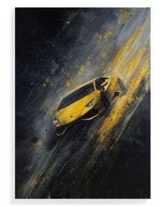 Dynamic Yellow Sports Car Art