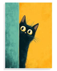 Curious Black Cat Illustration