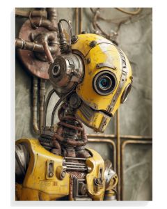 Vintage Yellow Robot Portrait