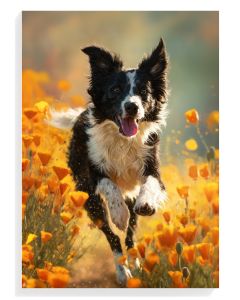 Joyful Border Collie in Poppy Field