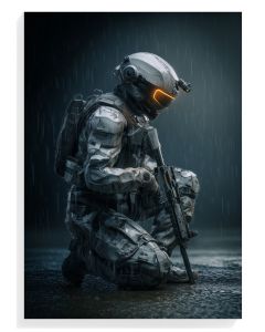 Futuristic Soldier in Rain