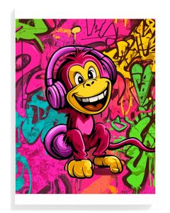 Playful Monkey Graffiti Art