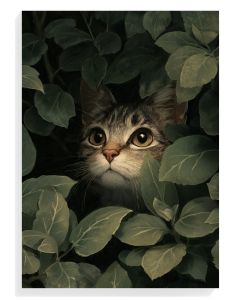 Curious Cat Among Leaves