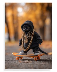 Skateboarding Cat Street Art