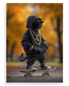 Stylish Skateboarding Cat