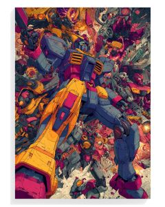 Mecha Battle Explosion Art