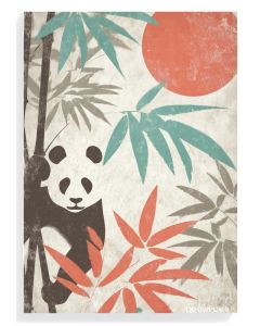 Panda In Bamboo Retro Print