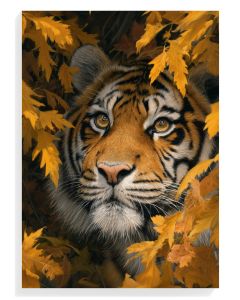 Majestic Tiger Among Autumn Leaves