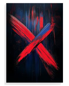 Bold Red and Blue Abstract Cross