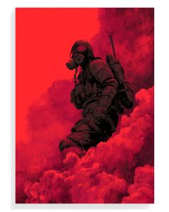 Gas Mask Soldier Red Art
