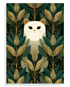 Whimsical Cat Among Leaves