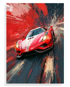Dynamic Red Sports Car Art