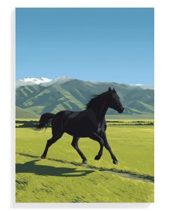 Galloping Black Horse Landscape