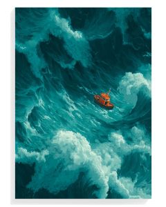 Rescue Boat in Turbulent Waves