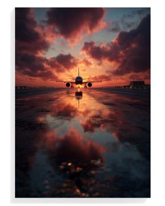 Airplane Sunset Reflection